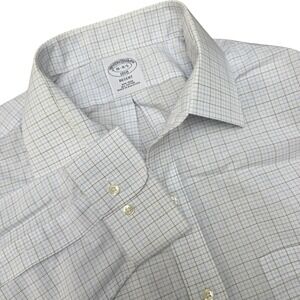 Brooks Brothers Regent Fit Non Iron Dress Shirt 16 4/5 Blue‎ Plaid Cotton